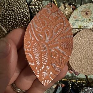 Embossed Leaf-Shaped Earrings